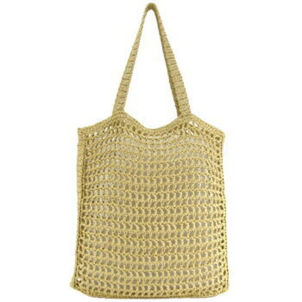 Prada Crochet Tote Bag Basket Handbag Natural Raffia Triangle Logo - Picture 2 of 8